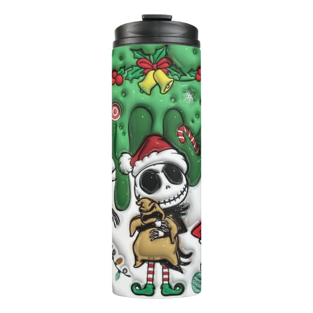 Garrafa Térmica Esqueletos de Natal 3D (Frente)