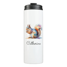 Garrafa Térmica Esquilo Aquarela Caprichosa Viagem Personalizada