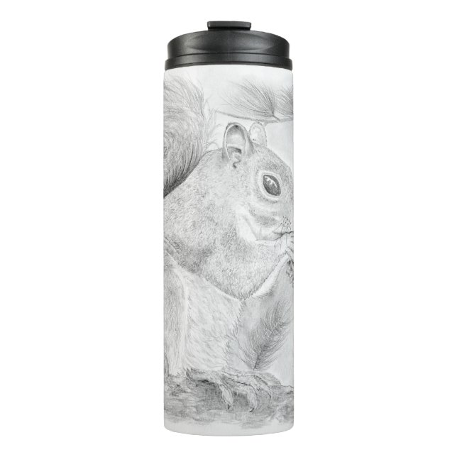 Garrafa Térmica Esquilo Nibblando um Tumbler Térmico de Snack (Frente)