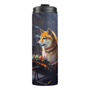 Garrafa Térmica Estação Festiva de Natal Shiba Inu