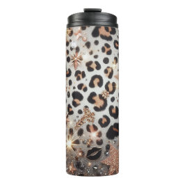 Garrafa Térmica Estampa de leopardo cintilante