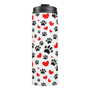 Garrafa Térmica Estampas De Cães Aleatórias E Corações Vermelh