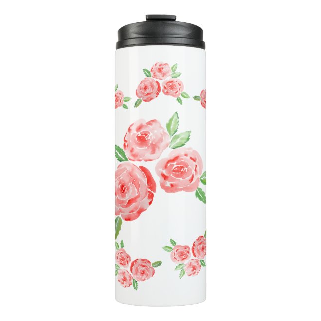 Garrafa Térmica Estas são rosas elegantes de aquarela (Frente)