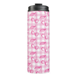 Garrafa Térmica Estética de Cereja de Coquette Rosa