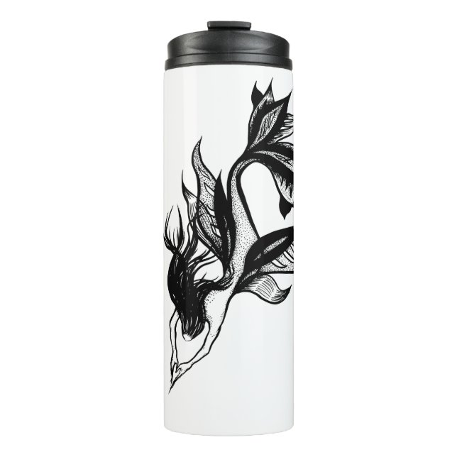 Garrafa Térmica Estilo de Tatuagem Sereia Desenho De Tinta Sombrea (Frente)