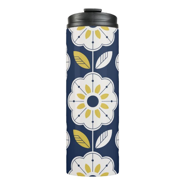 Garrafa Térmica Estilo Escandinavo Floral Padrão Invisível (Frente)