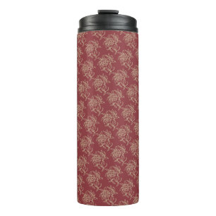 Garrafa Térmica Estilo étnico Miniimpressão Beige Floral em Maroon