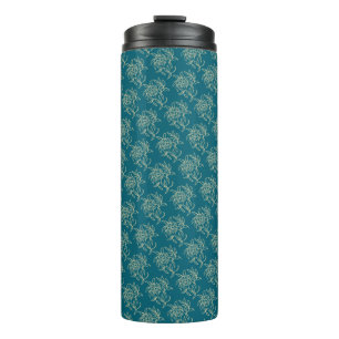 Garrafa Térmica Estilo Étnico Miniimpressão Floral Beige no Teal