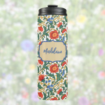 Estilo Floral Willam Morris Azul Vermelho Dourado
