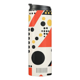 Garrafa Térmica Estilo Geométrico Retro Memphis Vermelho e Preto
