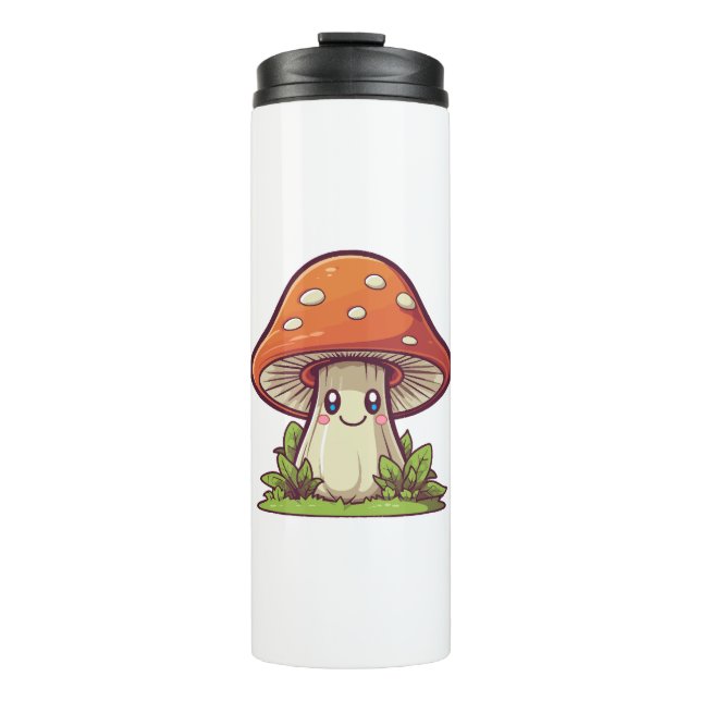 Garrafa Térmica Estilo kawaii fofo, procura de cogumelos (Frente)