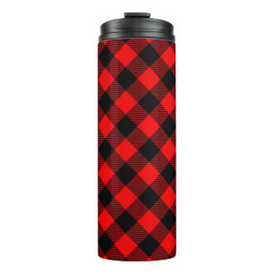 Garrafa Térmica Estilo Lumberjack - tecido vermelho + suas ideias
