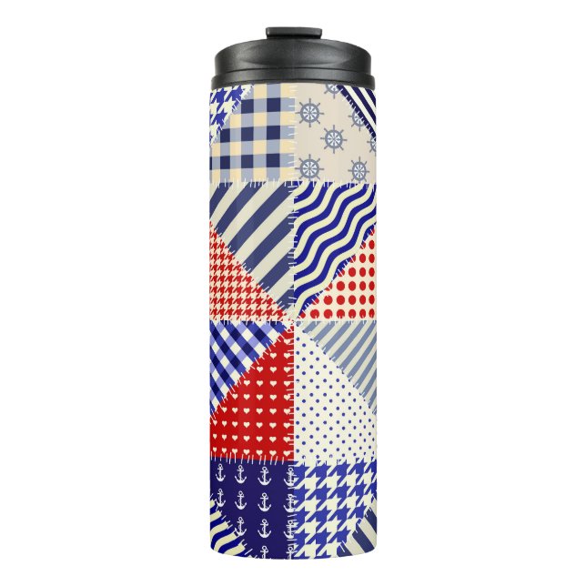 Garrafa Térmica Estilo Náutico Triângulo com Patchwork Retroativa (Frente)