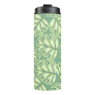 Garrafa Térmica Estilo sem costura da selva botânica em coco verde