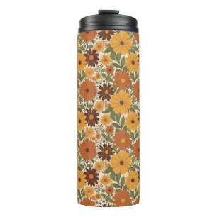 Garrafa Térmica estilo vintage floral/flor dos anos 70
