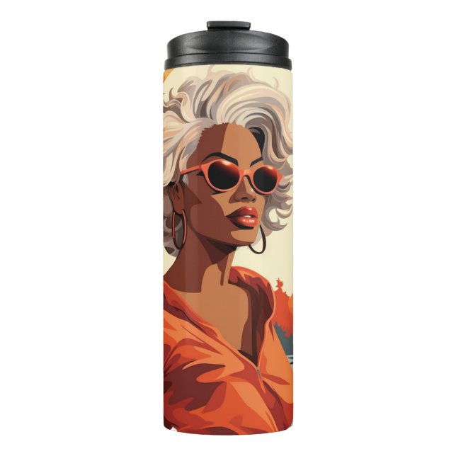 Garrafa Térmica Estilos de eterno, Mulher Afro (Frente)