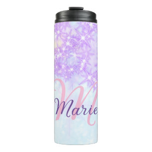 Garrafa Térmica Estrela de monograma brilhante rosa roxo adicionar