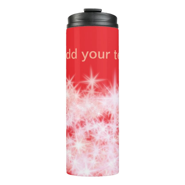 Garrafa Térmica Estrelas brilhantes cor-de-rosa vermelho simples a (Frente)