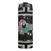 Estrelas coloridas Tumbler térmico preto
