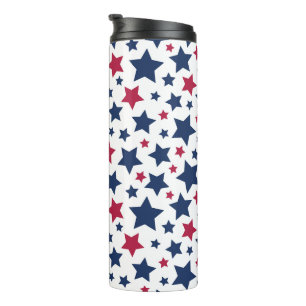 Garrafa Térmica Estrelas Vermelhas e Azuis - Padrão de bandeira Am