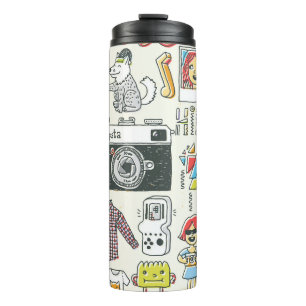 Garrafa Térmica Estropo do hipster: conjunto de rabiscos desenhado