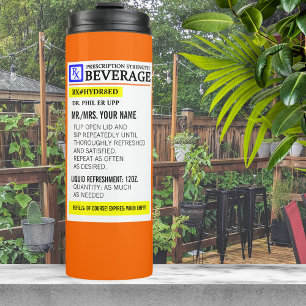 Garrafa Térmica Etiqueta engraçada da prescrição