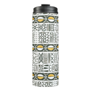 Garrafa Térmica Etnia africana, padrão sem costura de aquarela.