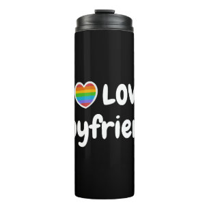 Garrafa Térmica Eu adoro o meu hippie LGBT Namorado Gay