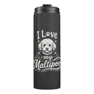Garrafa Térmica Eu Amo Meu Amante de Cachorro Maltipoo