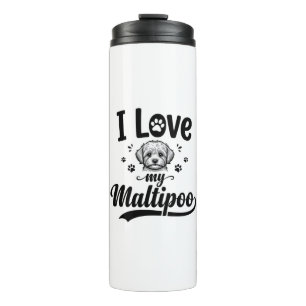 Garrafa Térmica Eu Amo Meu Design de Cachorro de Gravura Antiga Ma