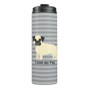 Garrafa Térmica Eu amo meu Pug Gray Lined