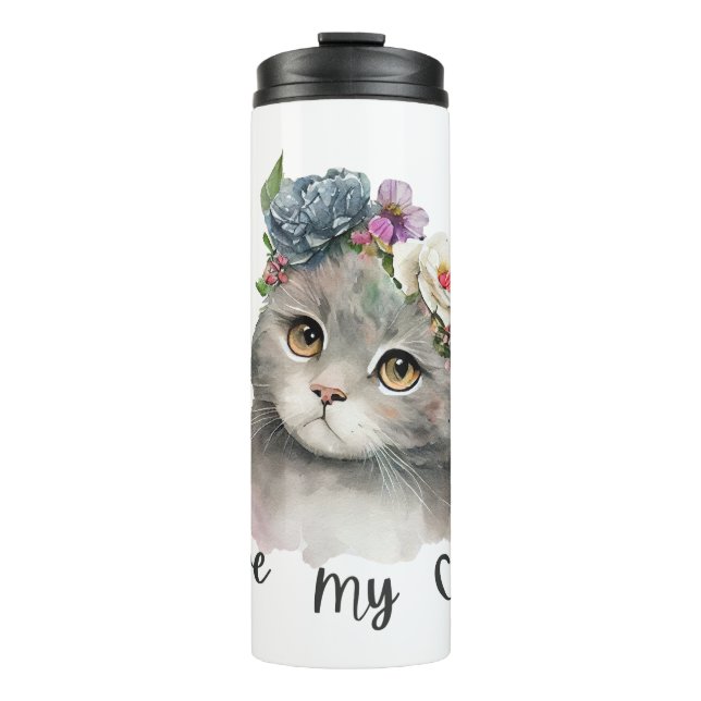 Garrafa Térmica Eu amo meus gatos  (Frente)