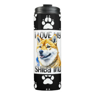 Garrafa Térmica Eu Amo Minha Shiba Inu   Proprietário do cão