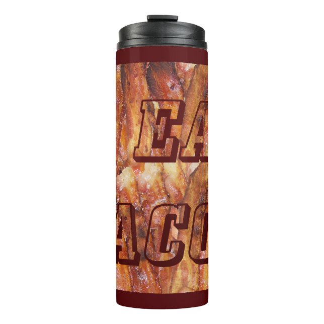 Garrafa Térmica Eu Como Texto de Bacon com Fundo (Frente)