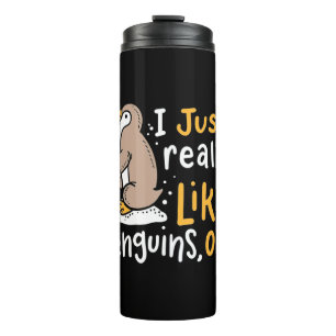 Garrafa Térmica Eu Gosto Muito De Pinguins.