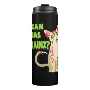 Garrafa Térmica Eu Posso Ter Uma Camisa De Gato Zombie Do Cérebro