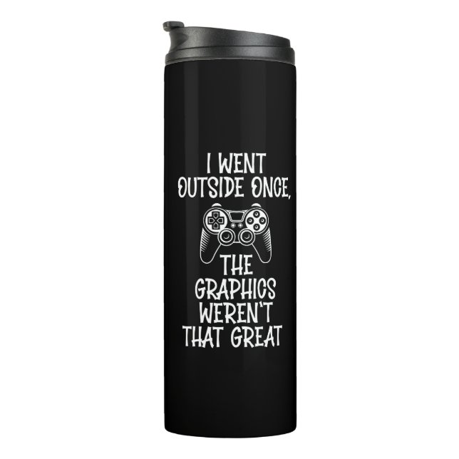Garrafa Térmica Eu Saí Lá Fora - Gamer Divertido (Rotação à direita)