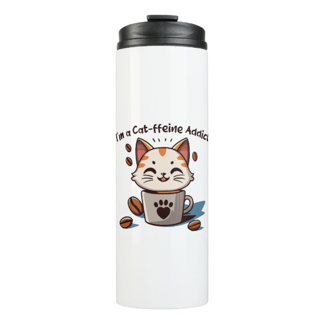 Garrafa Térmica Eu sou um viciado em Cat-feína (Frente)