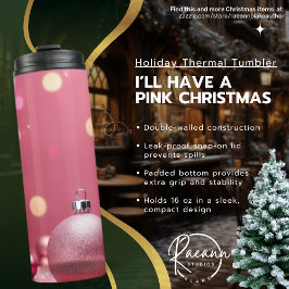 Garrafa Térmica Eu terei um Tumbler de Natal rosa