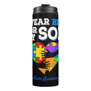 Garrafa Térmica Eu Visto Azul Para O Meu Filho Autismo Dia de Cons
