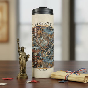 Garrafa Térmica EUA 250 Liberty Arte Padrão Fronteira Nouveau ID13