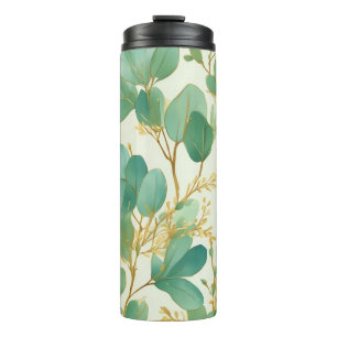 Garrafa Térmica Eucalyptus deixa Design verde e Dourado