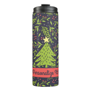 Garrafa Térmica Evergreens de Feriado Gráfico PERSONALIZADOS