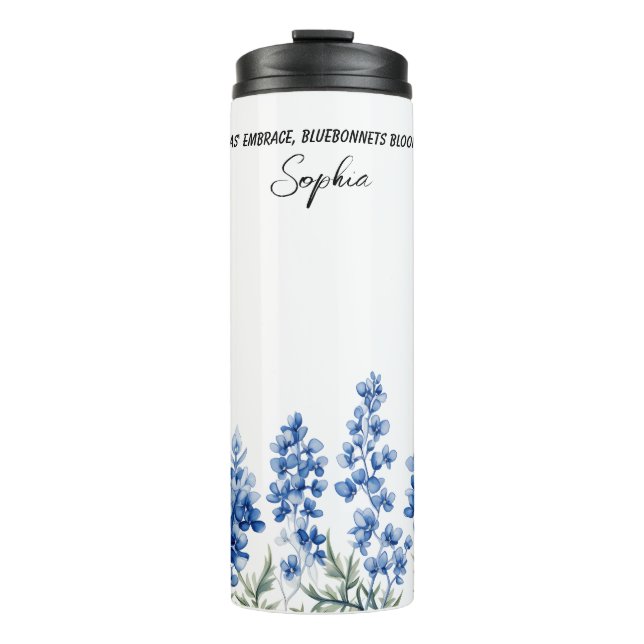 Garrafa Térmica exas Bluebonnets com Verso Personalizado (Frente)