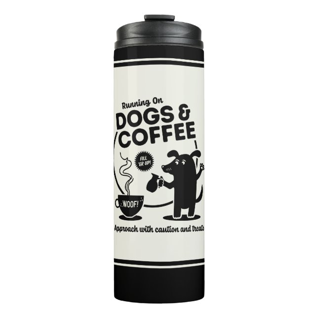 Garrafa Térmica Executando em Cães e Café Tumbler Térmico (Frente)