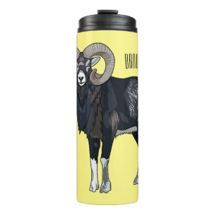 Garrafa Térmica Exemplo de desenho animado de ovelhas Mouflon