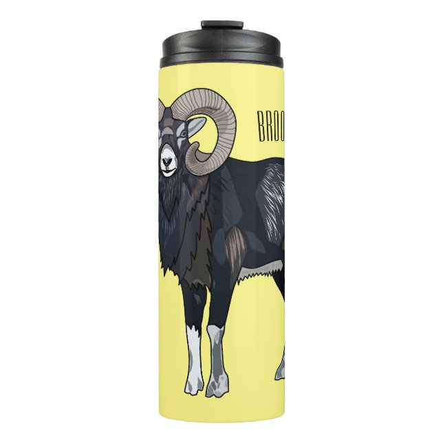 Garrafa Térmica Exemplo de desenho animado de ovelhas Mouflon (Frente)
