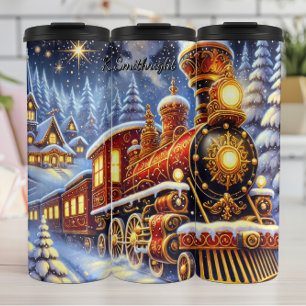Garrafa Térmica Expresso de Natal Opulento em Vermelho e Dourado