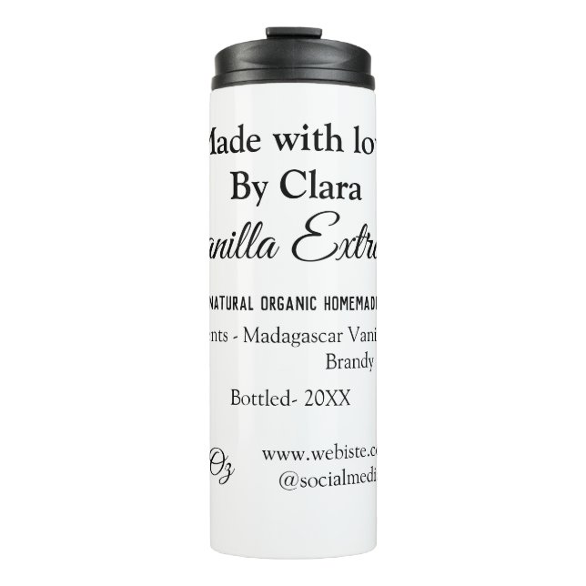 Garrafa Térmica Extrato de baunilha casado adicionar ingredientes  (Frente)