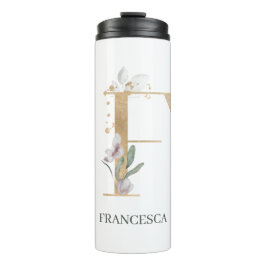 Garrafa Térmica F Monograma Floral Personalizado